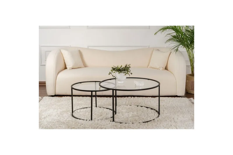 Sohvapöytäsarja - 2 osaa Rikiya Musta läpinäkyvä - Musta läpinäkyvä - Huonekalut - Pöytä & ruokailuryhmä - Apupöytä & sivupöytä - Sarjapöytä