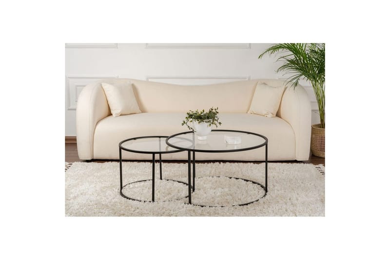 Sohvapöytäsarja - 2 osaa Rikiya Musta läpinäkyvä - Musta läpinäkyvä - Huonekalut - Pöytä & ruokailuryhmä - Apupöytä & sivupöytä - Sarjapöytä