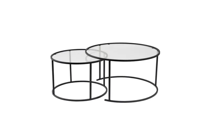 Sohvapöytäsarja - 2 osaa Rikiya Musta läpinäkyvä, Musta läpinäkyvä