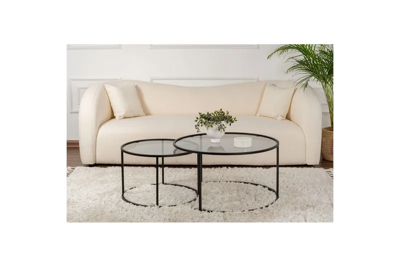 Sohvapöytäsarja - 2 osaa Rikiya Mustanharmaa - Mustanharmaa - Huonekalut - Pöytä & ruokailuryhmä - Apupöytä & sivupöytä - Sarjapöytä