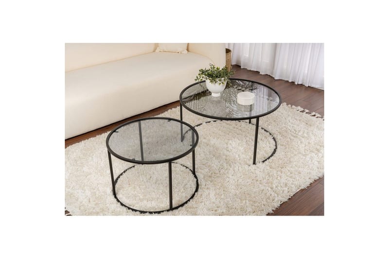 Sohvapöytäsarja - 2 osaa Rikiya Mustanharmaa - Mustanharmaa - Huonekalut - Pöytä & ruokailuryhmä - Apupöytä & sivupöytä - Sarjapöytä