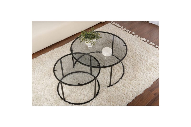 Sohvapöytäsarja - 2 osaa Rikiya Mustanharmaa - Mustanharmaa - Huonekalut - Pöytä & ruokailuryhmä - Apupöytä & sivupöytä - Sarjapöytä