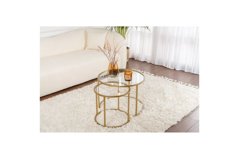 Sohvapöytäsarja - 2 osaa Rikiya pieni Kultatransparentti - Kultatransparentti - Huonekalut - Pöytä & ruokailuryhmä - Apupöytä & sivupöytä - Sarjapöytä