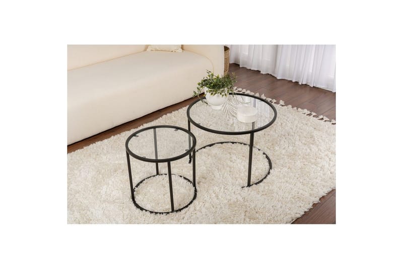 Sohvapöytäsarja - 2 osaa Rikiya pieni Musta läpinäkyvä - Musta läpinäkyvä - Huonekalut - Pöytä & ruokailuryhmä - Apupöytä & sivupöytä - Sarjapöytä