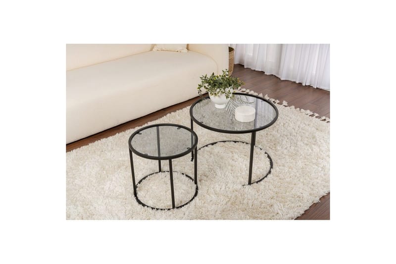 Sohvapöytäsarja - 2 osaa Rikiya pieni Mustanharmaa - Mustanharmaa - Huonekalut - Pöytä & ruokailuryhmä - Apupöytä & sivupöytä - Sarjapöytä