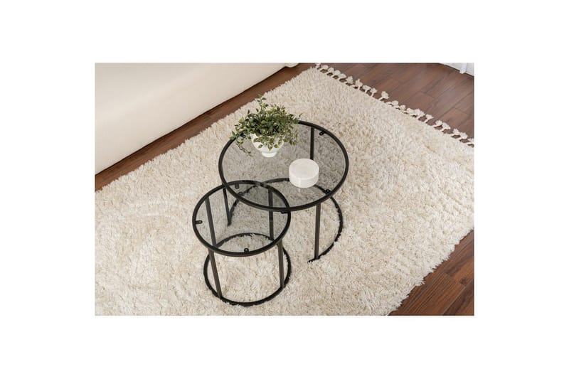 Sohvapöytäsarja - 2 osaa Rikiya pieni Mustanharmaa - Mustanharmaa - Huonekalut - Pöytä & ruokailuryhmä - Apupöytä & sivupöytä - Sarjapöytä