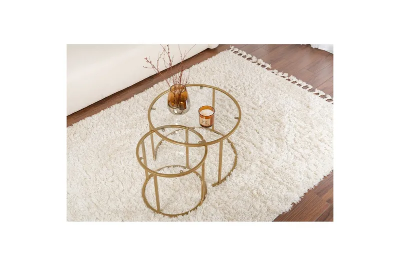 Sohvapöytäsarja - 2 osaa Rikiya pieni Kultatransparentti - Kultatransparentti - Huonekalut - Pöytä & ruokailuryhmä - Apupöytä & sivupöytä - Sarjapöytä