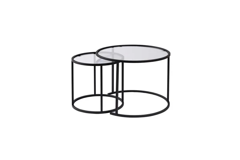 Sohvapöytäsarja - 2 osaa Rikiya pieni Musta läpinäkyvä, Musta läpinäkyvä