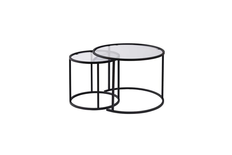 Sohvapöytäsarja - 2 osaa Rikiya pieni Musta läpinäkyvä, Musta läpinäkyvä
