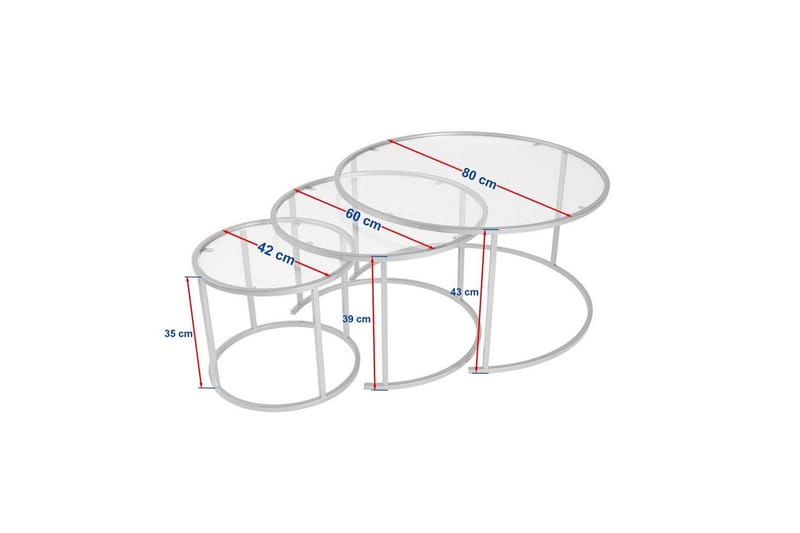 Sohvapöytäsarja - 3 osaa Rikiya Mustanharmaa - Mustanharmaa - Huonekalut - Pöytä & ruokailuryhmä - Apupöytä & sivupöytä - Sarjapöytä