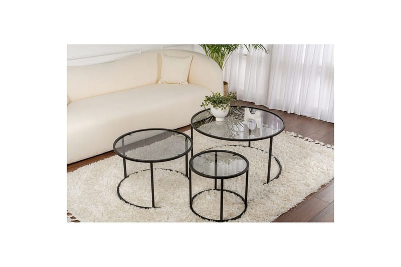 Sohvapöytäsarja - 3 osaa Rikiya Mustanharmaa - Mustanharmaa - Huonekalut - Pöytä & ruokailuryhmä - Apupöytä & sivupöytä - Sarjapöytä