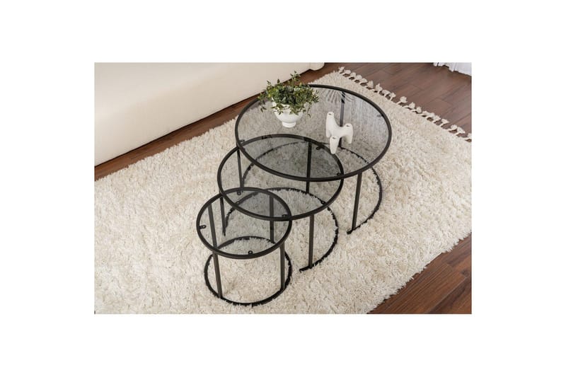 Sohvapöytäsarja - 3 osaa Rikiya Mustanharmaa - Mustanharmaa - Huonekalut - Pöytä & ruokailuryhmä - Apupöytä & sivupöytä - Sarjapöytä