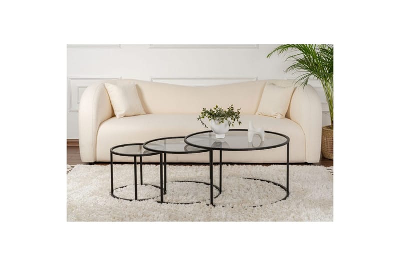 Sohvapöytäsarja - 3 osaa Rikiya Mustanharmaa - Mustanharmaa - Huonekalut - Pöytä & ruokailuryhmä - Apupöytä & sivupöytä - Sarjapöytä