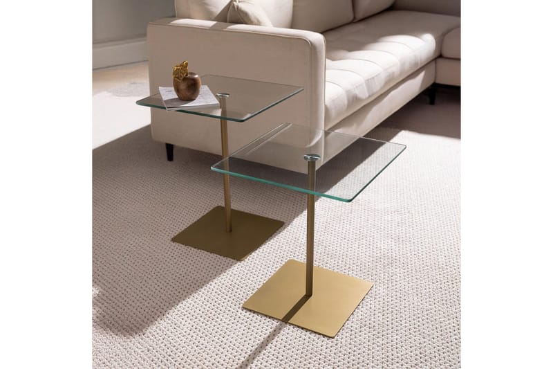 Sohvapöytäsarja Challur Kulta / Läpinäkyvä - Kulta / Läpinäkyvä - Huonekalut - Pöytä & ruokailuryhmä - Apupöytä & sivupöytä - Sarjapöytä