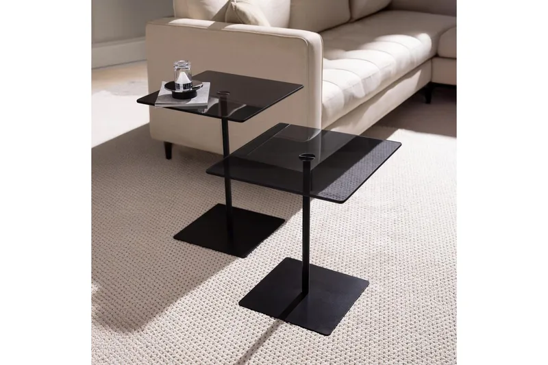 Sohvapöytäsarja Challur Musta / Savu - Musta - Huonekalut - Pöytä & ruokailuryhmä - Apupöytä & sivupöytä - Sarjapöytä