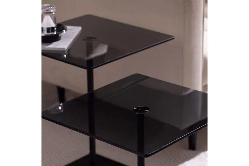 Sohvapöytäsarja Challur Musta / Savu - Musta - Huonekalut - Pöytä & ruokailuryhmä - Apupöytä & sivupöytä - Sarjapöytä