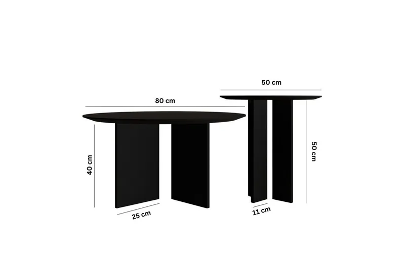 Sohvapöytäsarja Glenure Musta - Musta - Huonekalut - Pöytä & ruokailuryhmä - Apupöytä & sivupöytä - Sarjapöytä