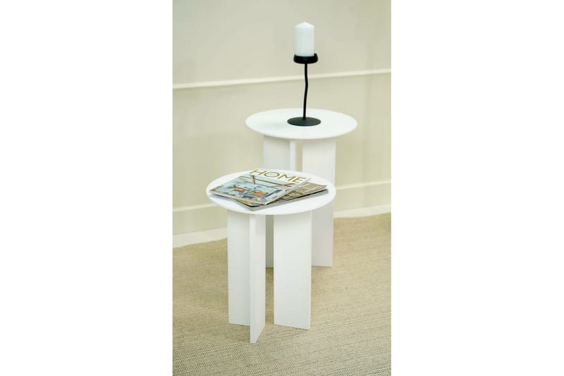 Sohvapöytäsarja Glenure Valkoinen - Valkoinen - Huonekalut - Pöytä & ruokailuryhmä - Apupöytä & sivupöytä - Sarjapöytä