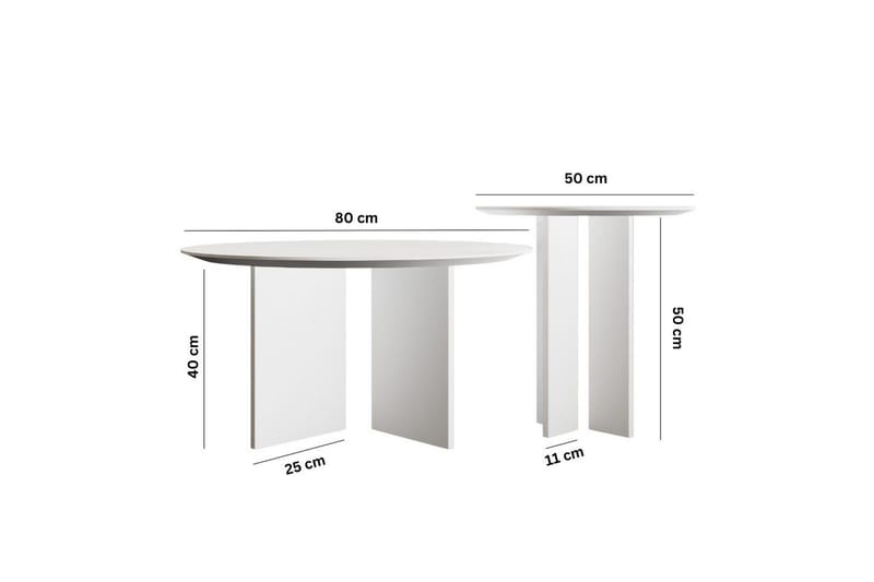 Sohvapöytäsarja Glenure Valkoinen - Valkoinen - Huonekalut - Pöytä & ruokailuryhmä - Apupöytä & sivupöytä - Sarjapöytä