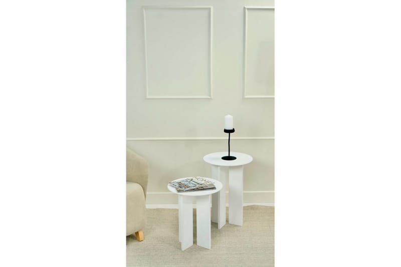 Sohvapöytäsarja Glenure Valkoinen - Valkoinen - Huonekalut - Pöytä & ruokailuryhmä - Apupöytä & sivupöytä - Sarjapöytä