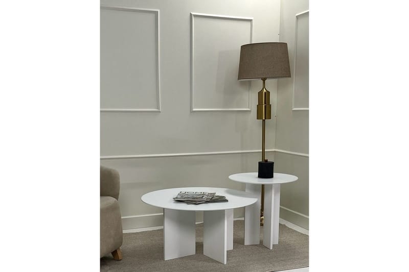 Sohvapöytäsarja Glenure Valkoinen - Valkoinen - Huonekalut - Pöytä & ruokailuryhmä - Apupöytä & sivupöytä - Sarjapöytä