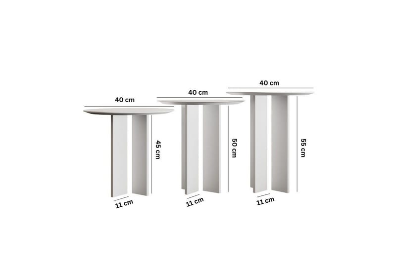 Sohvapöytäsarja Glenure Valkoinen - Valkoinen - Huonekalut - Pöytä & ruokailuryhmä - Apupöytä & sivupöytä - Sarjapöytä