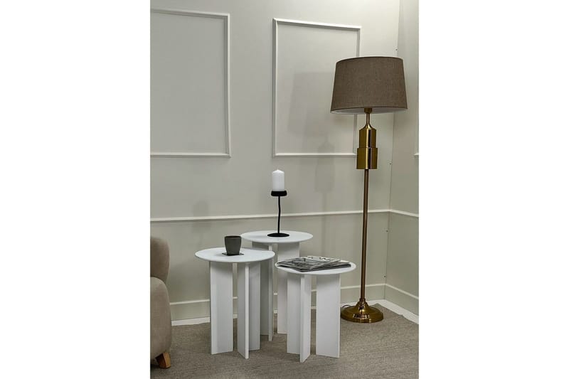 Sohvapöytäsarja Glenure Valkoinen - Valkoinen - Huonekalut - Pöytä & ruokailuryhmä - Apupöytä & sivupöytä - Sarjapöytä