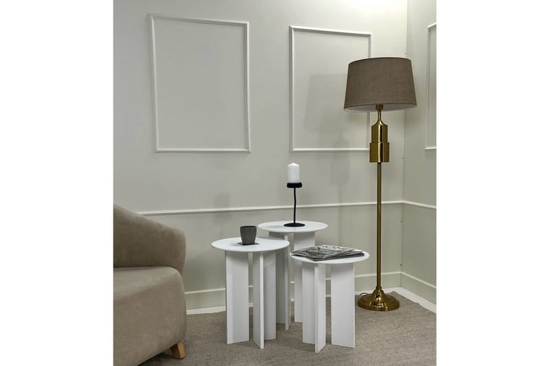 Sohvapöytäsarja Glenure Valkoinen - Valkoinen - Huonekalut - Pöytä & ruokailuryhmä - Apupöytä & sivupöytä - Sarjapöytä