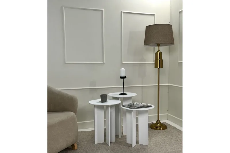 Sohvapöytäsarja Glenure Valkoinen - Valkoinen - Huonekalut - Pöytä & ruokailuryhmä - Apupöytä & sivupöytä - Sarjapöytä