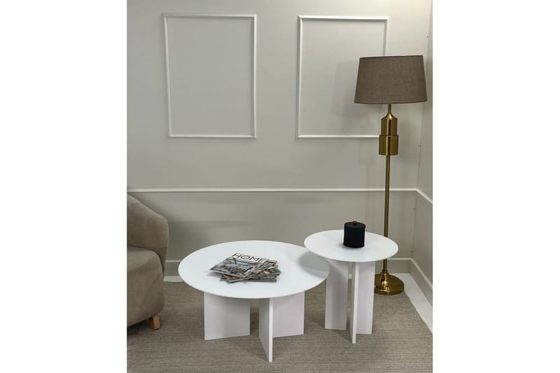 Sohvapöytäsarja Glenure Valkoinen - Valkoinen - Huonekalut - Pöytä & ruokailuryhmä - Apupöytä & sivupöytä - Sarjapöytä