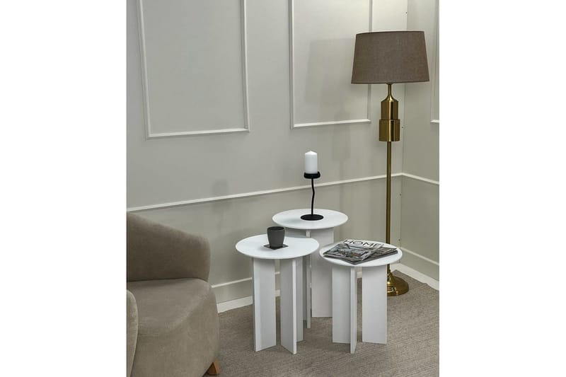 Sohvapöytäsarja Glenure Valkoinen - Valkoinen - Huonekalut - Pöytä & ruokailuryhmä - Apupöytä & sivupöytä - Sarjapöytä