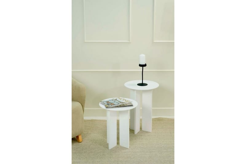 Sohvapöytäsarja Glenure Valkoinen - Valkoinen - Huonekalut - Pöytä & ruokailuryhmä - Apupöytä & sivupöytä - Sarjapöytä