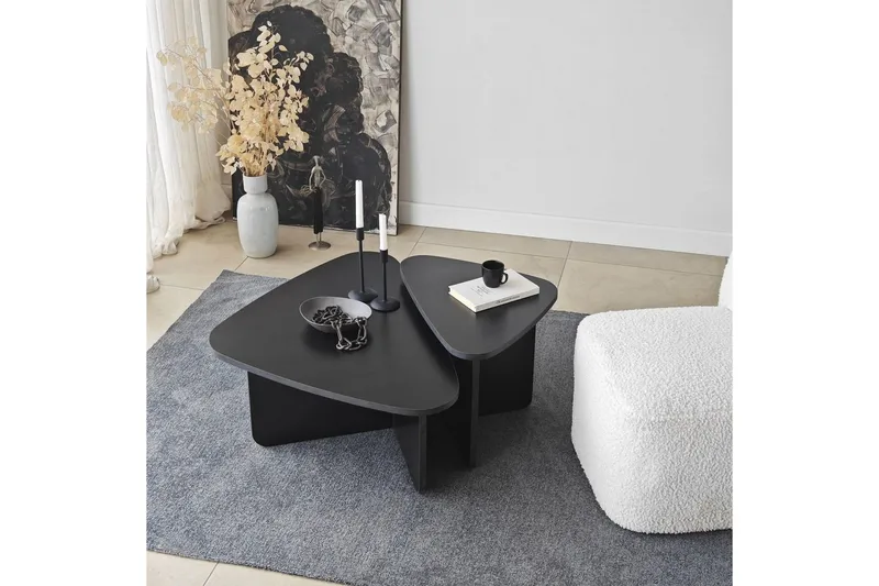 Sohvapöytäsarja Jewa Sarja Musta - Musta - Huonekalut - Pöytä & ruokailuryhmä - Apupöytä & sivupöytä - Sarjapöytä
