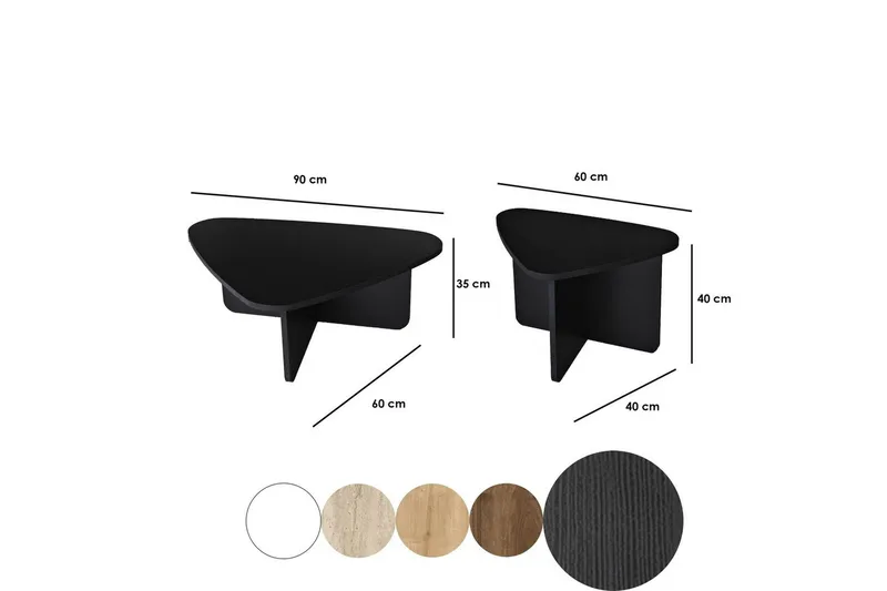 Sohvapöytäsarja Jewa Sarja Musta - Musta - Huonekalut - Pöytä & ruokailuryhmä - Apupöytä & sivupöytä - Sarjapöytä