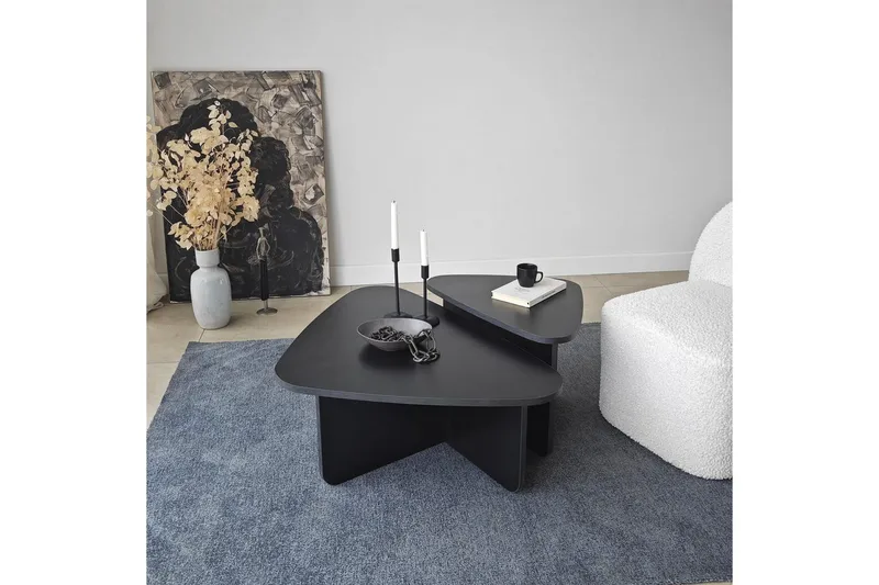 Sohvapöytäsarja Jewa Sarja Musta - Musta - Huonekalut - Pöytä & ruokailuryhmä - Apupöytä & sivupöytä - Sarjapöytä
