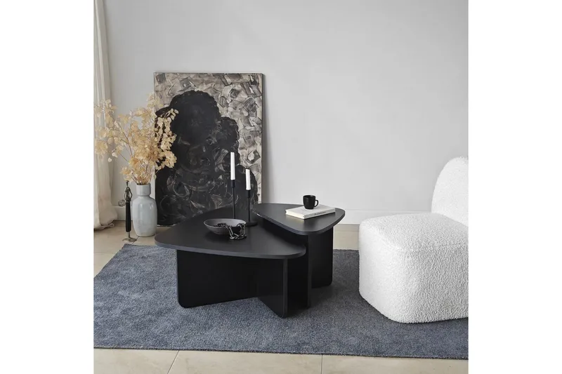 Sohvapöytäsarja Jewa Sarja Musta - Musta - Huonekalut - Pöytä & ruokailuryhmä - Apupöytä & sivupöytä - Sarjapöytä