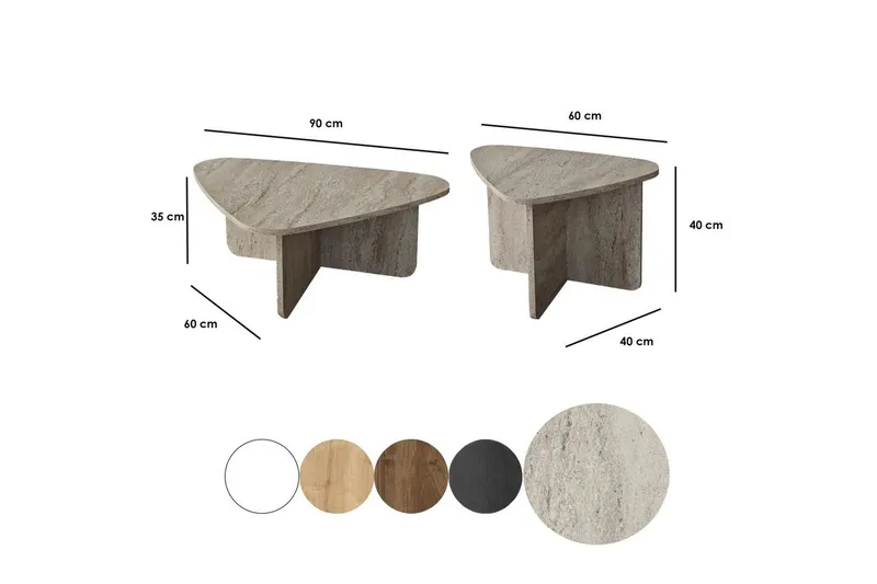 Sohvapöytäsarja Jewa Sarja Travertiini - Travertiini - Huonekalut - Pöytä & ruokailuryhmä - Apupöytä & sivupöytä - Sarjapöytä