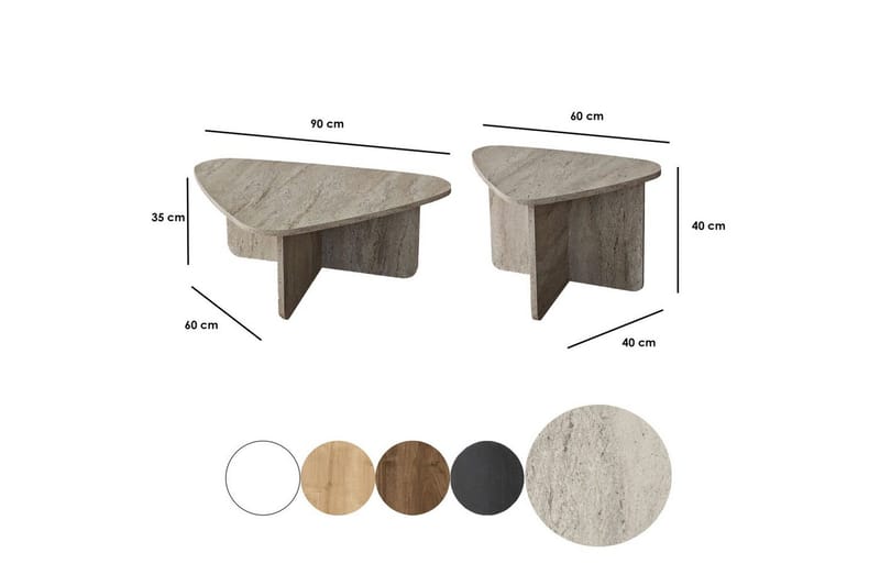 Sohvapöytäsarja Jewa Sarja Travertiini - Travertiini - Huonekalut - Pöytä & ruokailuryhmä - Apupöytä & sivupöytä - Sarjapöytä