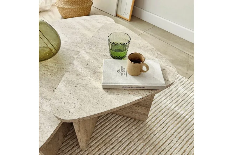 Sohvapöytäsarja Jewa Sarja Travertiini - Travertiini - Huonekalut - Pöytä & ruokailuryhmä - Apupöytä & sivupöytä - Sarjapöytä