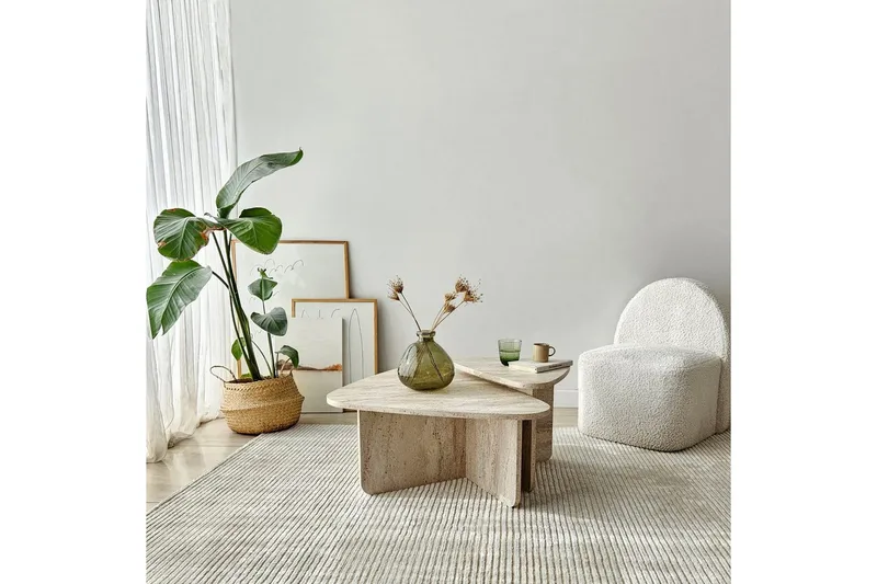 Sohvapöytäsarja Jewa Sarja Travertiini - Travertiini - Huonekalut - Pöytä & ruokailuryhmä - Apupöytä & sivupöytä - Sarjapöytä