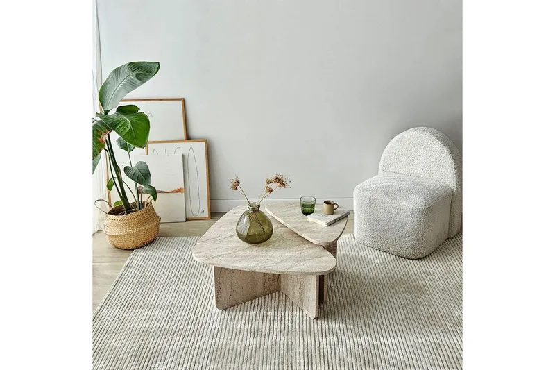 Sohvapöytäsarja Jewa Sarja Travertiini - Travertiini - Huonekalut - Pöytä & ruokailuryhmä - Apupöytä & sivupöytä - Sarjapöytä