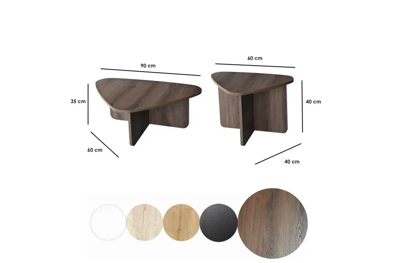 Sohvapöytäsarja Jewa Sarja Pähkinäpuu - Pähkinäpuu - Huonekalut - Pöytä & ruokailuryhmä - Apupöytä & sivupöytä - Sarjapöytä