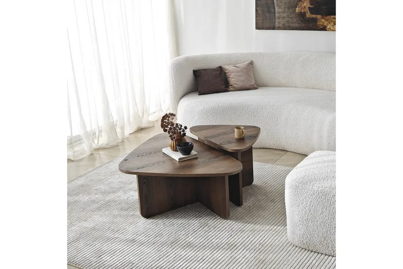 Sohvapöytäsarja Jewa Sarja Pähkinäpuu - Pähkinäpuu - Huonekalut - Pöytä & ruokailuryhmä - Apupöytä & sivupöytä - Sarjapöytä