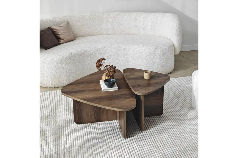 Sohvapöytäsarja Jewa Sarja Pähkinäpuu - Pähkinäpuu - Huonekalut - Pöytä & ruokailuryhmä - Apupöytä & sivupöytä - Sarjapöytä