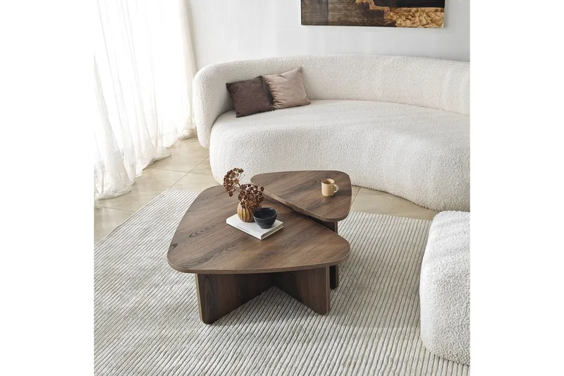 Sohvapöytäsarja Jewa Sarja Pähkinäpuu - Pähkinäpuu - Huonekalut - Pöytä & ruokailuryhmä - Apupöytä & sivupöytä - Sarjapöytä