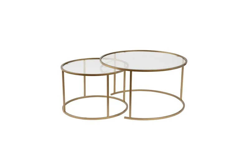 Sohvapöytäsarja Rikiya kulta läpinäkyvä - Huonekalut - Pöytä & ruokailuryhmä - Apupöytä & sivupöytä - Sarjapöytä