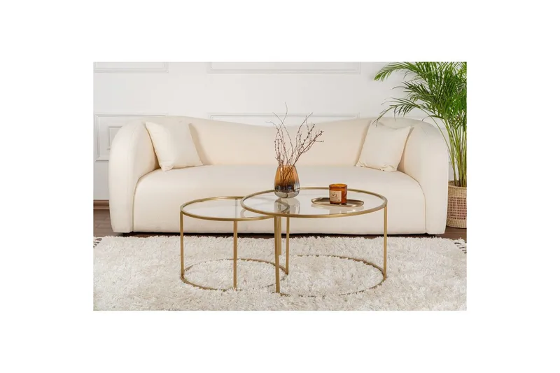 Sohvapöytäsarja Rikiya kulta läpinäkyvä - Huonekalut - Pöytä & ruokailuryhmä - Apupöytä & sivupöytä - Sarjapöytä