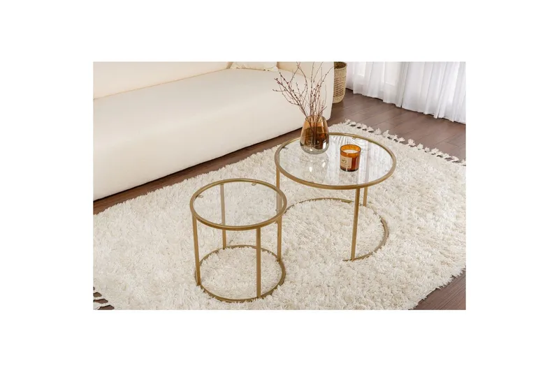 Sohvapöytäsarja Valko kulta - Kulta - Huonekalut - Pöytä & ruokailuryhmä - Apupöytä & sivupöytä - Sarjapöytä