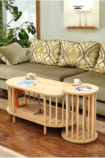 Sohvapöytäsetti Hanah Home Peka Set (90 x 43 x 45 cm) Sapphire Oak - Sapphire Oak - Huonekalut - Pöytä & ruokailuryhmä - Sohvapöytä
