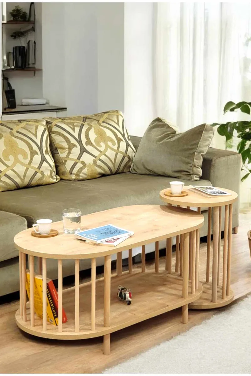 Sohvapöytäsetti Hanah Home Peka Set (90 x 43 x 45 cm) Sapphire Oak, Sapphire Oak